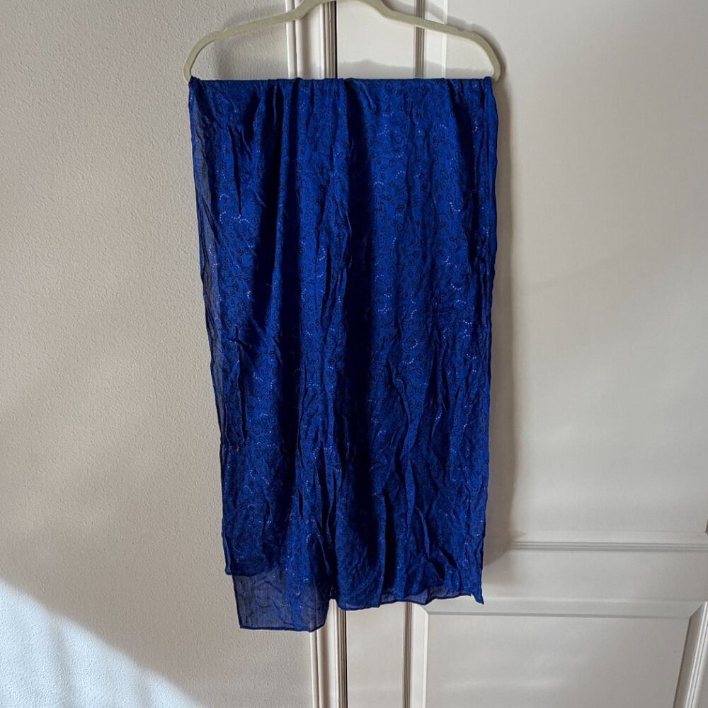 Oliver Bonas Royal Blue Metallic Print Scarf 23" x 68"